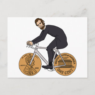 Abraham Lincoln auf einem Fahrrad mit Penny Wheels Postkarte