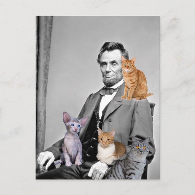 ABRAHAM LINCOLN CAT LOVER POSTCARDS POSTKARTE (Vorderseite)