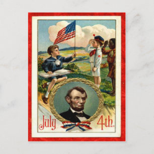 Abraham Lincoln Children Vintag 4. Juli Postkarte