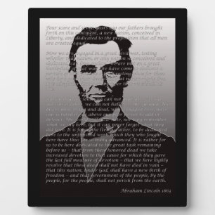 Abraham Lincoln & Gettysburg Address Plaque Fotoplatte