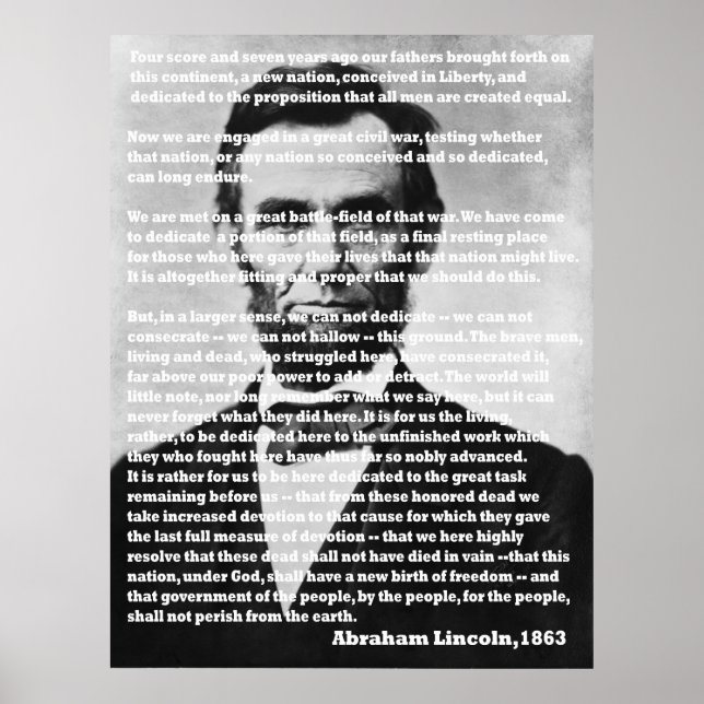 Abraham Lincoln Gettysburg Rede Portrait Poster (Vorne)