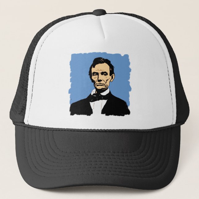 Abraham Lincoln-Illustration auf Blau Truckerkappe (Vorderseite)