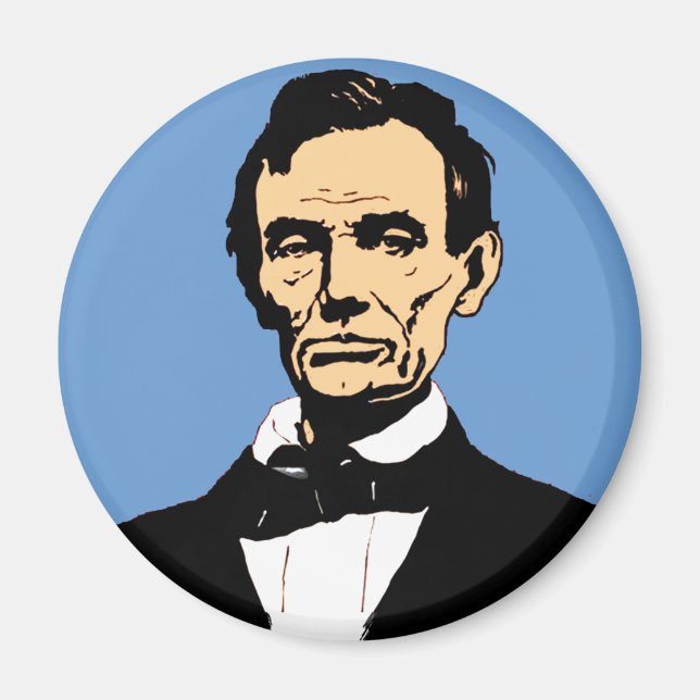 Abraham Lincoln Illustration on Blue Magnet (Vorne)