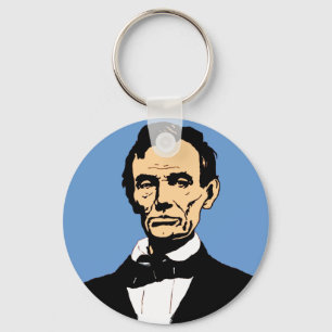 Abraham Lincoln Illustration on Blue Schlüsselanhänger