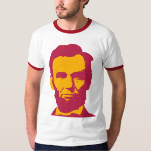 Abraham Lincoln in Pop Art Orange und Rot T-Shirt