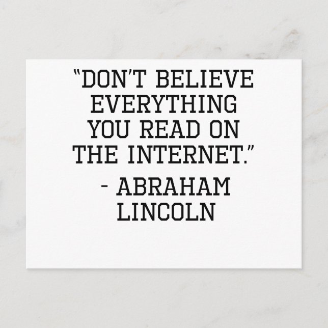 Abraham Lincoln Internet Quote Postkarte (Vorderseite)
