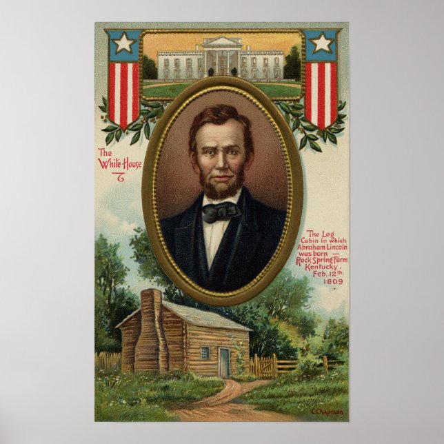 Abraham Lincoln & Log Cabin in Kentucky Poster (Vorne)