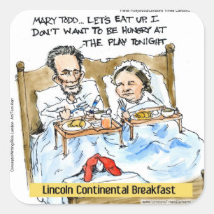 Abraham Lincoln & Mary Todd Frühstück im Bett Quadratischer Aufkleber