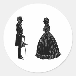 Abraham Lincoln Mary Todd Lincoln Scherenschnitt Runder Aufkleber