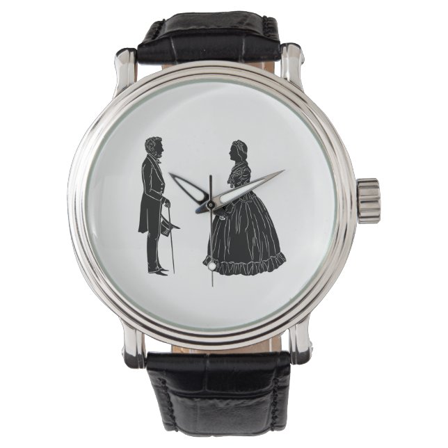 Abraham lincoln mary todd lincoln Silhouette Armbanduhr (Vorderseite)