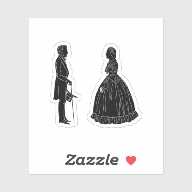 Abraham lincoln mary todd lincoln Silhouette Aufkleber (Blatt)
