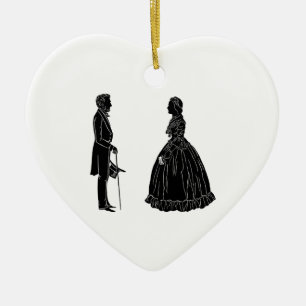 abraham lincoln mary todd lincoln silhouette ballo keramik ornament