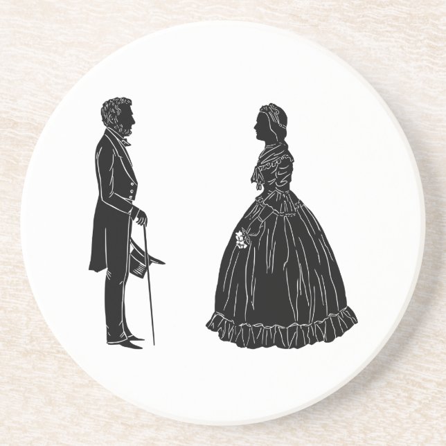 Abraham lincoln mary todd lincoln Silhouette Getränkeuntersetzer (Vorne)