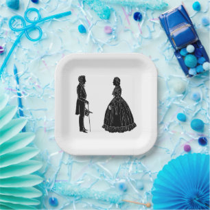 abraham lincoln mary todd lincoln silhouette pappteller