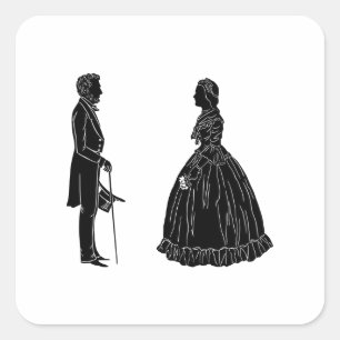 Abraham Lincoln Mary Todd Lincoln Silhouette Quadratischer Aufkleber