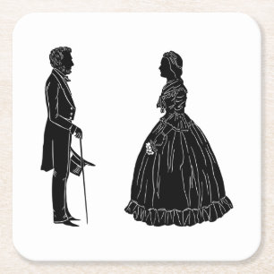 abraham lincoln mary todd lincoln silhouette rechteckiger pappuntersetzer