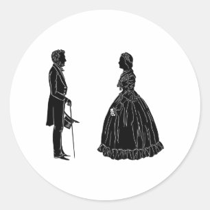 abraham lincoln mary todd lincoln silhouette runder aufkleber