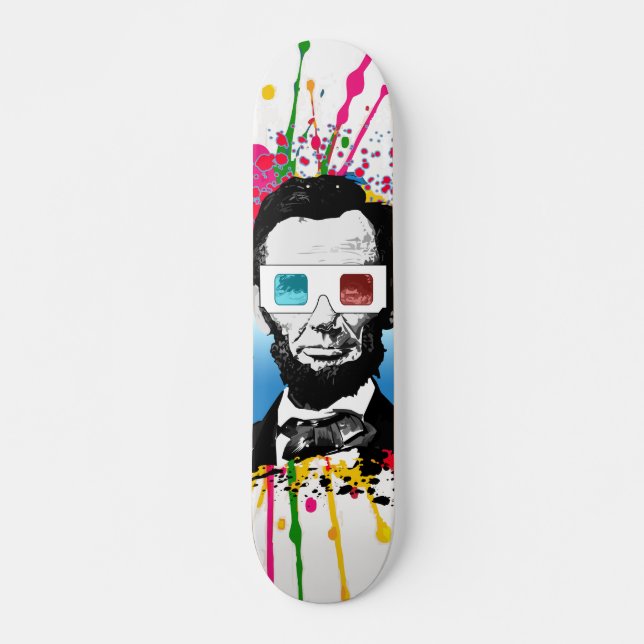 Abraham Lincoln Pop Art Multicolor-Spritztechnik-S Skateboard (Vorne)