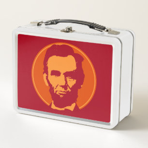 Abraham Lincoln - Pop Art Orange & Red Metall Brotdose