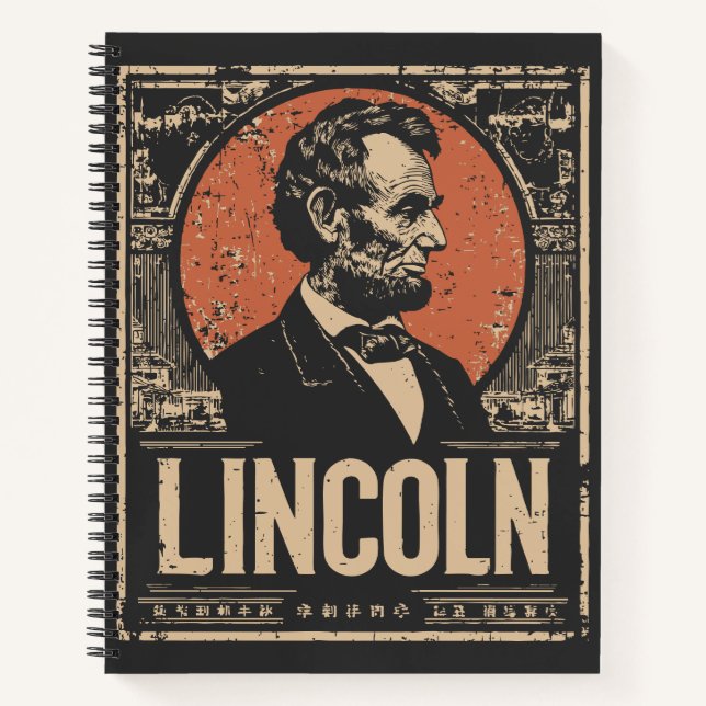 Abraham Lincoln Präsident Vintag Portrait Design Notizbuch (Vorderseite)