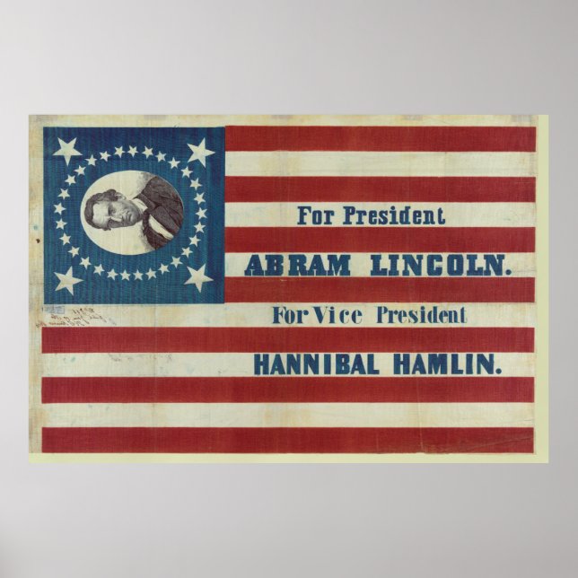 Abraham Lincoln Präsidentschaftskampagne Flag Poster (Vorne)