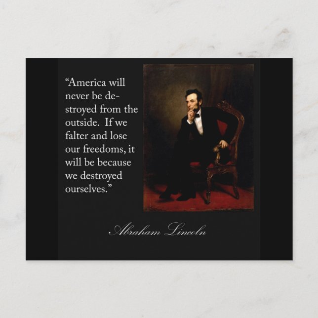 Abraham Lincoln Quote & Portrait Postkarte (Vorderseite)