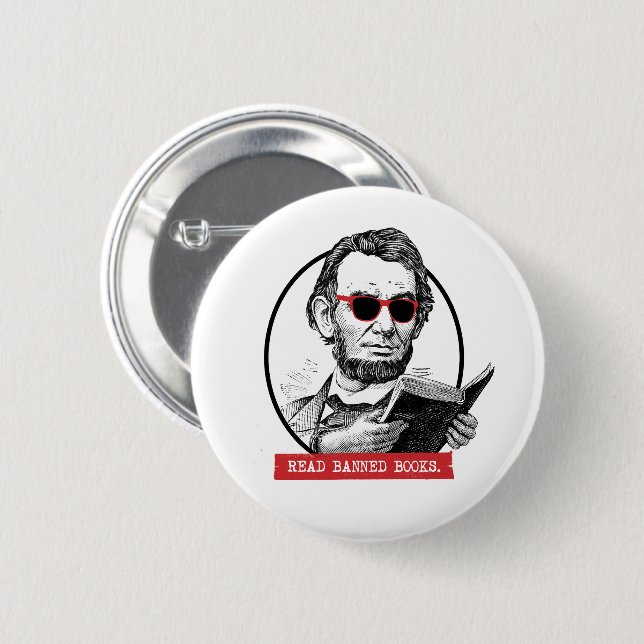 Abraham Lincoln Reads Banned Books Button (Vorne & Hinten)