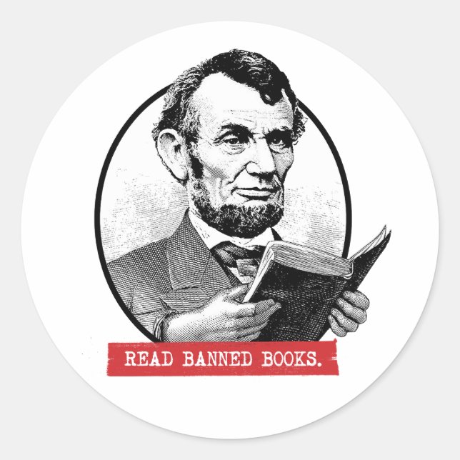 Abraham Lincoln Reads Banned Books Runder Aufkleber (Vorderseite)