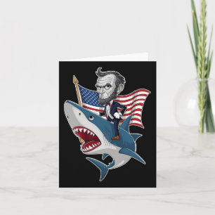 Abraham Lincoln reitet einen Hai 4. Juli Patriot Karte