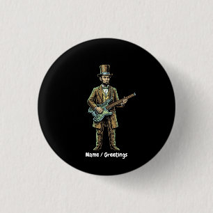 Abraham Lincoln Rockende Kopfloze Gitarre Holzbloc Button