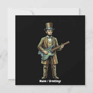 Abraham Lincoln Rockende Kopfloze Gitarre Holzbloc Einladung