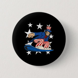 Abraham Lincoln Snowboarding Funny 4. Juli Sno Button