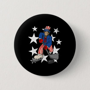 Abraham Lincoln spielt Hockey Spaß 4. Juli Hoc Button