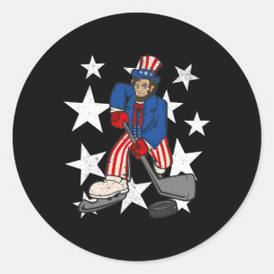 Abraham Lincoln spielt Hockey Spaß 4. Juli Hoc Runder Aufkleber