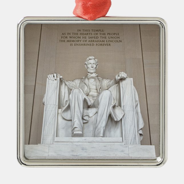 Abraham Lincoln Statue Silbernes Ornament (Vorne)
