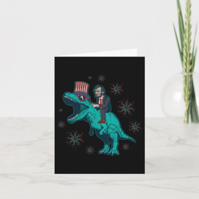 Abraham Lincoln T Rex Dinosaur 4. Juli Amerika Karte (Vorderseite)