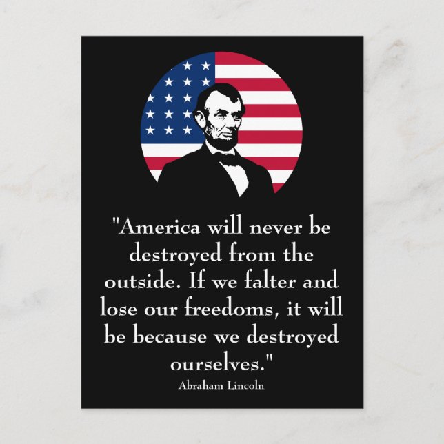 Abraham Lincoln und die amerikanische Flagge Postkarte (Vorderseite)