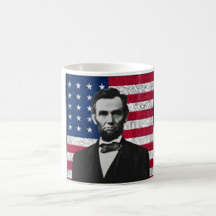 Abraham Lincoln und die amerikanische Flagge Tasse