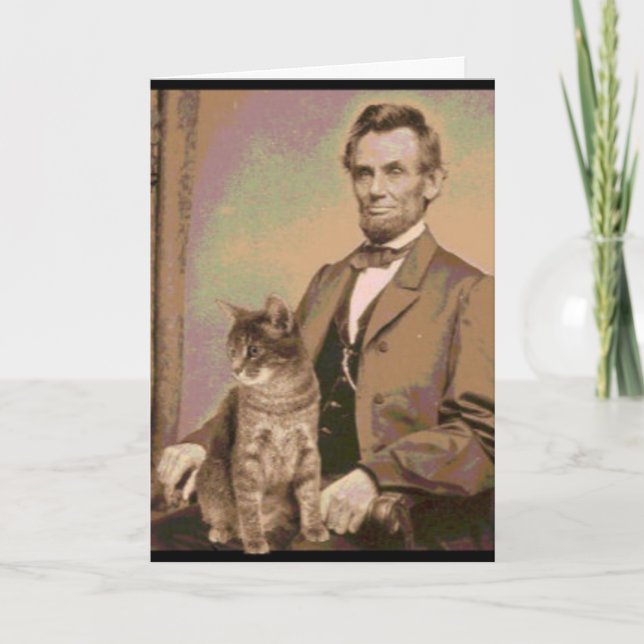 Abraham Lincoln und seine Katze "Dixie" Karte (Vorderseite)