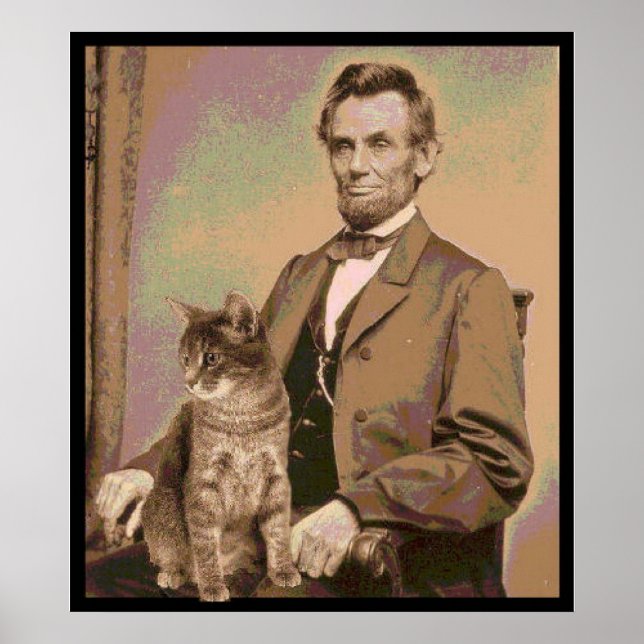 Abraham Lincoln und seine Katze "Dixie" Poster (Vorne)