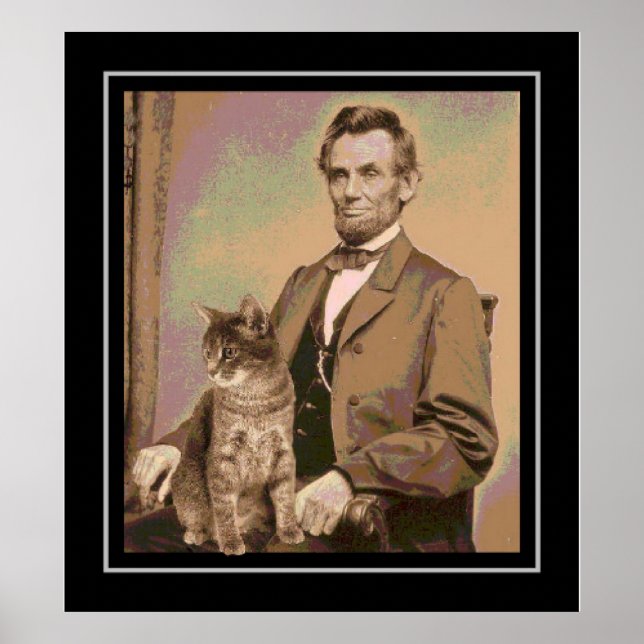 Abraham Lincoln und seine Katze "Dixie" Poster (Vorne)