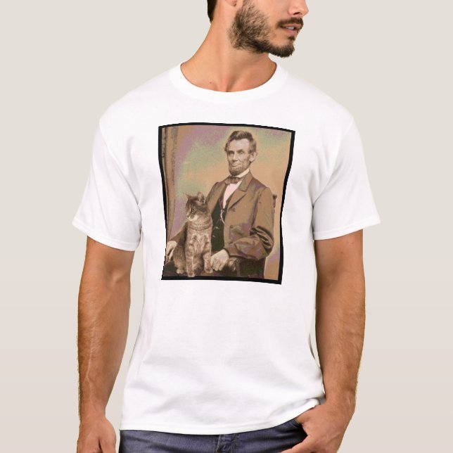 Abraham Lincoln und seine Katze "Dixie " T-Shirt (Vorderseite)