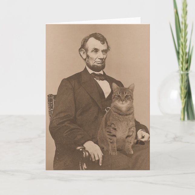 Abraham Lincoln und seine Katze "Gloria 2 Karte (Vorderseite)