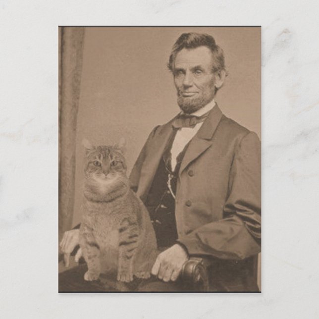 Abraham Lincoln und seine Katze "Gloria" Postkarte (Vorderseite)