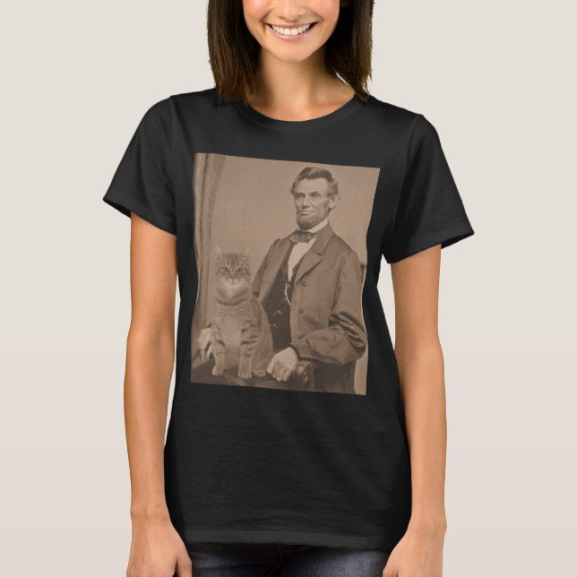 Abraham Lincoln und seine Katze "Gloria " T-Shirt (Vorderseite)