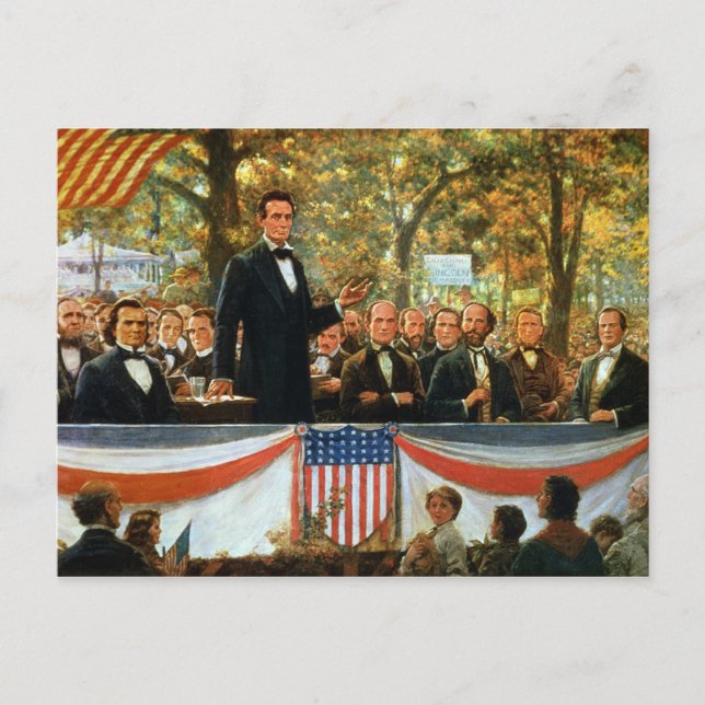 Abraham Lincoln und Stephen A. Douglas Postkarte (Vorderseite)