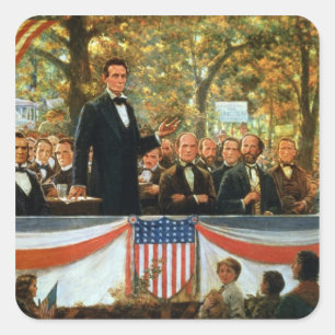Abraham Lincoln und Stephen A. Douglas Quadratischer Aufkleber