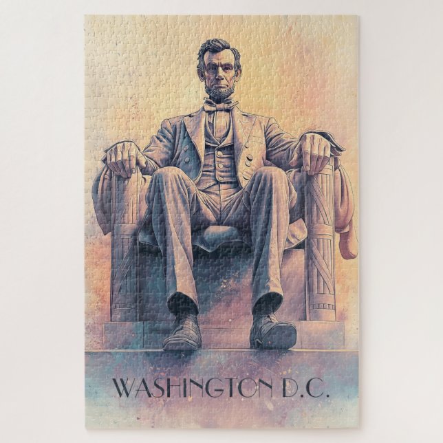 Abraham Lincoln und Washington D.C. Travel Puzzle (Vertikal)