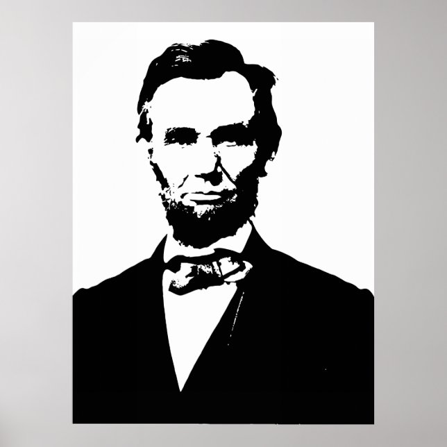 Abraham Lincoln, zeichnend Schwarz-Weiß-Vektor Poster (Vorne)