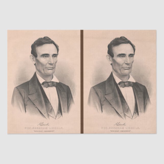 Abraham Lincoln zum Präsidenten gewählt 1860 Litho Seidenpapier (Vorderseite)